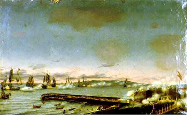 The British attack, by Francisco Aguilar (Naval Museum)