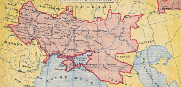 Postcard map of Ukraine in 1919