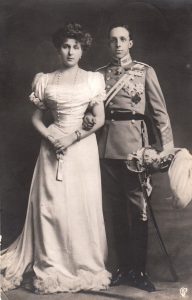 King Alfonso XIII of Spain and fianceé , Princess Victoria Eugenia of Battenberg.